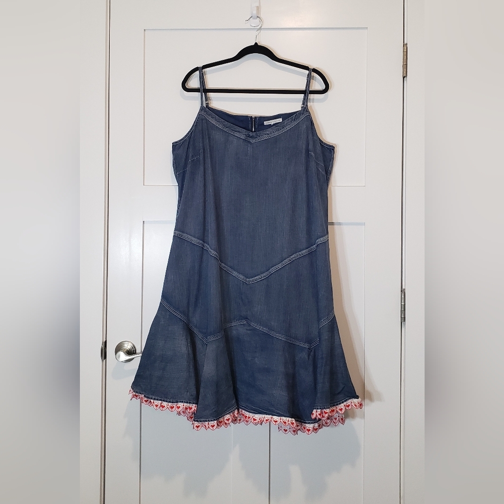 Standards & Practices Tencel Slip Midi Dress Adjustable Straps Hearts Hemline 2X